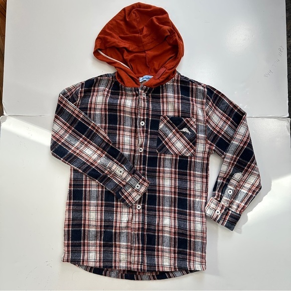 Tommy Bahama Flannel‎ Hooded Jacket Kids Boys Size 8 Plaid Button Up - Picture 1 of 10